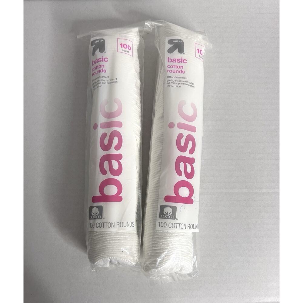 Up & Up Basic Cotton Rounds 200 Count Total (2 Packs of 100) Makeup Remover NEW